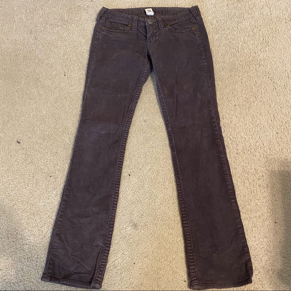 Brown Suede Low Rise True Religion Jeans